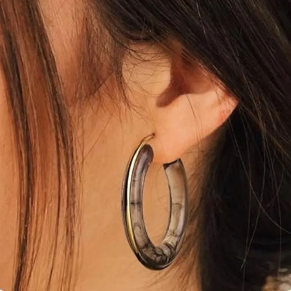 Gray crystal hoop earrings S707